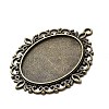 Tibetan Style Alloy Oval Pendant Cabochon Settings TIBEP-S231-01AB-NR-2