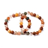 Natural Red Quartz Round Beaded Stretch Bracelets for Men Women BJEW-G743-01D-4