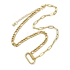 304 Stainless Steel Oval Lock Clasps Pendant Figaro Chain Necklaces for Women NJEW-JN06169-01-2