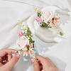 Silk Cloth Artificial Flower Boutonniere AJEW-DR0001-55C-4