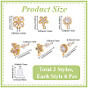 18Pcs 3 Styles Brass Pave Clear Cubic Zirconia Stud Earring Findings KK-BBC0023-14-2