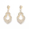 Brass Micro Pave Clear Cubic Zirconia Pendants KK-F841-15G-2