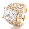 Brass Micro Pave Cubic Zirconia Cuff Rings RJEW-I077-11G-2