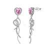 Anti-Tarnish Heart Rhodium Plated 925 Sterling Silver Micro Pave Cubic Zirconia Stud Earrings EJEW-Q804-04P-1