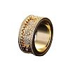 Gear Brass Micro Pave Clear Cubic Zirconia Rotatable Finger Rings FS-WGBD3BF-15-1