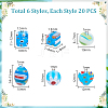 120Pcs 6 Styles Handmade Millefiori Glass Lampwork Round Bead Strands LAMP-GA0001-20-2