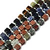 Synthetic Goldstone & Natural Tiger Eye & Golden Sheen Obsidian & Sodalite & Chinese Southern Jade & Yellow Aventurine & Sesame Jasper & African Bloodstone Beads Strands G-H333-03F-2