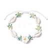 Starfish & Plumeria Synthetic Turquoise & Natural Cowrie Shell & Polymer Clay Beads Braided Bead Bracelets for Women BJEW-JB11847-3