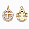 Brass Micro Pave Clear Cubic Zirconia Pendants X-ZIRC-N039-140-NF-2