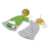 Saint Patrick's Day Sparkling Acrylic Dangle Stud Earrings LS-EJEW-P243-A04-2