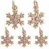 10Pcs Brass Micro Pave Clear Cubic Zirconia Snowflake Pendants KK-BBC0021-78-1