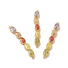 Rack Plating Brass Colorful Cubic Zirconia Connector Charms KK-A177-04G-1