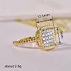 Brass Micro Pave Cubic Zirconia Finger Rings for Women FS-WG378B2-03-4