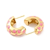 Brass & Enamel Heart Stud Earrings for Women EJEW-U015-01G-3