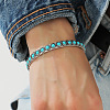 Flat Round Alloy & Synthetic Turquoise Cuff Bangles for Women FS-WG26A2D-01-2