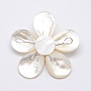 Natural White Shell Mother of Pearl Shell Flower Big Pendants X-SSHEL-J032MS-05-2