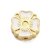 Flower Brass Enamel Bead Rhinestone Settings KK-H527-01G-02-1