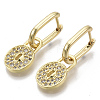 Brass Micro Pave Clear Cubic Zirconia Dangle Huggie Hoop Earrings EJEW-R115-002-NF-1