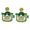 Saint Patrick's Day Sparkling Acrylic Dangle Stud Earrings LS-EJEW-P243-A02-1