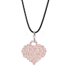 Electroplated Glass Beaded Heart Pendant Black Waxed Cotton Cord Necklaces for Women NJEW-MZ00120-02-2