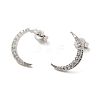 Moon Rack Plating Brass Micro Pave Cubic Zirconia Stud Earrings for Women EJEW-O001-08P-1