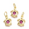 Brass Micro Pave Cubic Zirconia Pendants KK-P187-12F-G-1