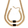 Alloy Enamel Rectangle Chain Necklaces & Link Bracelets & Rings Sets WGBB271-02-4