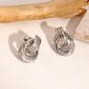 304 Stainless Steel Texture Multi-circle Knot Stud Earrings WP5091-2-1