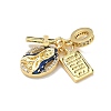 Brass Micro Pave Clear Cubic Zirconia European Dangle Charms KK-D235-17G-2