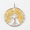 Tree of Life Natural Citrine Big Pendants G-L455-D06-1