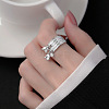 Brass Micro Pave Cubic Zirconia Cuff Open Rings for Women FS-WG471DC-01-1