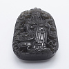 Carved Natural Obsidian Big Pendants G-E428-21-1