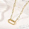 304 Stainless Steel Oval Screw Carabiner Lock Pendant Textured Paperclip Chain Necklaces NJEW-JN06576-02-1