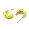 Brass Micro Pave Cubic Zirconia Stud Earrings with Enamel for Women EJEW-H091-05G-3