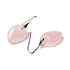 Natural Rose Quartz Horse Eye Dangle Earrings EJEW-I315-01P-04-2