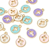 16Pcs 4 Colors Light Gold Plated Alloy Enamel Pendants ENAM-FS0001-85-2