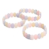 Oval Natural Malaysia Jade Beaded Stretch Bracelets G-P589-02A-02-4