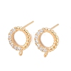 Brass Micro Pave Clear Cubic Zirconia Ring Stud Earring Findings KK-Z133-02G-02-1