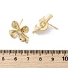 Brass Pave Clear Cubic Zirconia Flower Stud Earring Findings KK-A275-01B-G-3