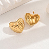 Irregular Stainless Steel Texture Heart Stud Earrings UG0666-4