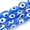 Handmade Evil Eye Lampwork Beads Strands X-LAMP-R143-03B-1