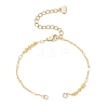 Brass Heart & Round Beaded Link Chains Bracelet Making AJEW-JB01370-1