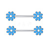 316L Surgical Stainless Steel Enamel Flower Nipple Rings WG12885-01-1