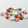 Multi-Color Flower Theme Ornaments Glass Oval Flatback Cabochons X-GGLA-A003-30x40-NN-2