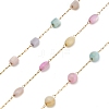 Handmade 304 Stainless Steel Dyed Shell Beads Round Link Chains CHS-B011-03A-G-1