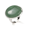 Natural Green Aventurine Round Adjustable Rings RJEW-K371-09S-13-2