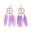 Feather Woven Net Chandelier Earrings EJEW-H090-01C-1