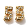 Rack Plating Number Brass Micro Pave Clear Cubic Zirconia Silde Charms KK-A231-13F-1