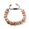 12.5mm Round Natural Netstone Braided Bead Bracelets for Women Men BJEW-C060-01C-1