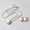 Alloy & Round Imitation Pearl Pendant Necklaces & Stud Earrings Sets SJEW-WH0020-04RG-1